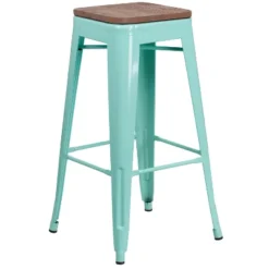 Emma And Oliver 30"H Backless Barstool With Square Wood Seat -Homcom Crosley Shop GUEST 49b38aea 56f9 46da aeda 21fc520b2fed