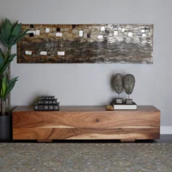 Contemporary Wood Block Bench Brown - Olivia & May