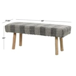 Bohemian Wood Cotton Upholstered Bench - Olivia & May -Homcom Crosley Shop GUEST 49e5dafe 2e67 46cd 85c6 62b4349bc17c
