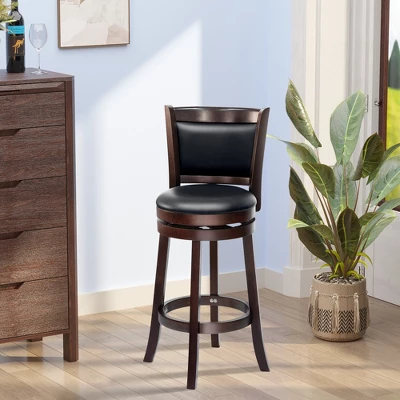 HOMCOM Classic Bar Stool Swivel Barstool With PU Leather Upholstered Mid-Back And Footrest, 30.25 Inch Seat Height, Set Of 2, Black 3 HOMCOM Classic Bar Stool Swivel Barstool With PU Leather Upholstered Mid-Back And Footrest, 30.25 Inch Seat Height, Set Of 2, Black