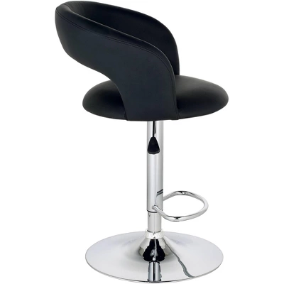Studio 55D Chrome Swivel Bar Stool 30" High Modern Black Cushion Adjustable With Backrest Footrest Kitchen Counter Height Island 7 Studio 55D Chrome Swivel Bar Stool 30" High Modern Black Cushion Adjustable With Backrest Footrest Kitchen Counter Height Island - Image 5