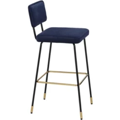 Studio 55D Marc Swivel Bar Stools Set Of 2 Black Gold 29 1/4" High Mid Century Modern Blue Cushion Backrest Footrest Kitchen Counter Height Island -Homcom Crosley Shop GUEST 4b60c3ad 510f 4742 8d2f 7c9c0885ce4f
