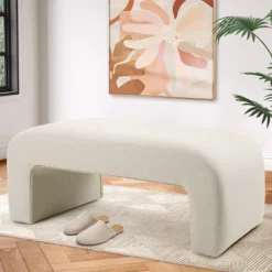 Lily 47" Contemporary Farmhouse Upholstered Bench-The Pop Maison -Homcom Crosley Shop GUEST 4bc9b66b 52e2 4488 805e 354da8160228