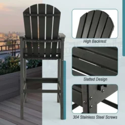 Costway Outdoor HDPE Bar Height Stool Patio Tall Chair Armrest Footrest All Weather 15 Costway Outdoor HDPE Bar Height Stool Patio Tall Chair Armrest Footrest All Weather -Homcom Crosley Shop GUEST 4d11afc9 f7bb 4fbb 9367 529bb582b612