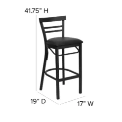 Emma And Oliver Two-Slat Ladder Back Black Metal Restaurant Dining Barstool -Homcom Crosley Shop GUEST 4d157998 538b 429e b105 0102c72c4c2e