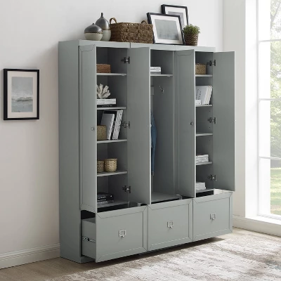 3pc Harper Entryway Set With Hall Tree And 2 Pantry Closets Gray - Crosley 4 3pc Harper Entryway Set With Hall Tree And 2 Pantry Closets Gray - Crosley - Image 2