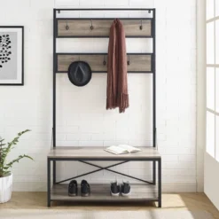 72" Industrial Farmhouse Metal And Wood Hall Tree Gray Wash - Saracina Home -Homcom Crosley Shop GUEST 4d472d80 59c1 42fa 9d8e 29156a81b82d