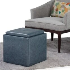 17" Townsend Cube Storage Ottoman With Tray - WyndenHall
