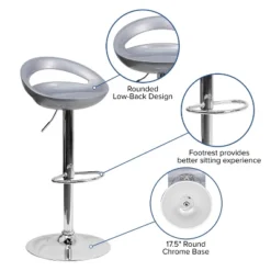 Flash Furniture Contemporary Plastic Adjustable Height Barstool With Rounded Cutout Back And Chrome Base 26 Flash Furniture Contemporary Plastic Adjustable Height Barstool With Rounded Cutout Back And Chrome Base -Homcom Crosley Shop GUEST 4e0e5b4b c086 4a3e 9e2d 9deb62c2e811