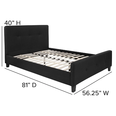 Emma And Oliver Full Size Three Button Tufted Platform Bed In Black Fabric 4 Emma And Oliver Full Size Three Button Tufted Platform Bed In Black Fabric - Image 2