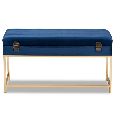 Aliana Metal Large Ottoman Navy Blue/Gold - Baxton Studio 6 Aliana Metal Large Ottoman Navy Blue/Gold - Baxton Studio - Image 4
