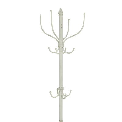 Farmhouse Metal Coat Rack White - Olivia & May 5 Farmhouse Metal Coat Rack White - Olivia & May - Image 3