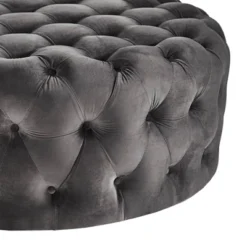 Beekman Place Velvet Button Tufted Round Cocktail Ottoman - Inspire Q -Homcom Crosley Shop GUEST 4f7ac6ac 4be8 43a6 9ab1 42af925f2a6c