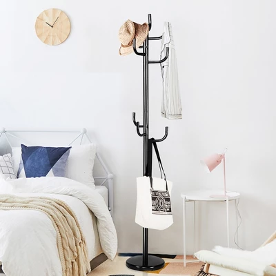Costway Metal Coat Rack Hat Stand Tree Hanger Hall Umbrella Holder Hooks Black 4 Costway Metal Coat Rack Hat Stand Tree Hanger Hall Umbrella Holder Hooks Black - Image 2