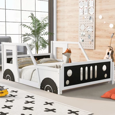 Full Size Classic Car-Shaped Platform Bed With Wheels - ModernLuxe 4 Full Size Classic Car-Shaped Platform Bed With Wheels - ModernLuxe - Image 2