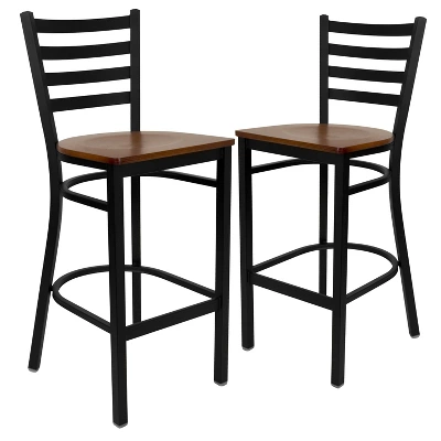Emma And Oliver 2 Pack Ladder Back Metal Restaurant Barstool 7 Emma And Oliver 2 Pack Ladder Back Metal Restaurant Barstool - Image 5