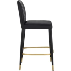 55 Downing Street Metal Bar Stool Black Gold 25" High Mid Century Modern Faux Leather Cushion With Backrest Footrest For Kitchen Counter Height Island -Homcom Crosley Shop GUEST 52b05f6d 12ba 475f 9fe7 5d80f83ba579