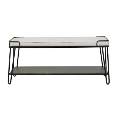 Industrial Upholstered Metal Bench Black - Olivia & May 6 Industrial Upholstered Metal Bench Black - Olivia & May - Image 4
