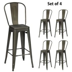 Costway Set Of 4 High Back Metal Stool 30'' Seat Bar Height Industrial Bar Stools GunBlack 19 Costway Set Of 4 High Back Metal Stool 30'' Seat Bar Height Industrial Bar Stools GunBlack -Homcom Crosley Shop GUEST 52da9692 51b9 4362 8b2a 0d508621557c