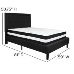 Flash Furniture Roxbury Full Size Tufted Upholstered Platform Bed In Black Fabric With Pocket Spring Mattress -Homcom Crosley Shop GUEST 52e521c0 fbf2 4000 80f1 98e824bed03f