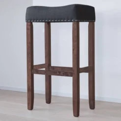 29" Wood Upholstered Saddle Seat Barstool - Nathan James 11 29" Wood Upholstered Saddle Seat Barstool - Nathan James -Homcom Crosley Shop GUEST 52e67843 41e5 4b62 912f a5d4778a3448