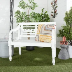 Farmhouse Mahogany Bench White - Olivia & May -Homcom Crosley Shop GUEST 5349a529 8430 46c4 9e97 e6f10bbdbab0