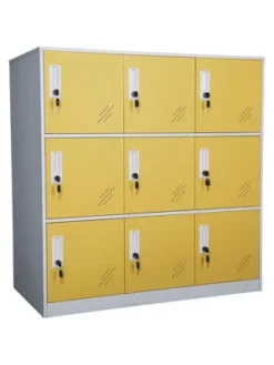 MECOLOR 35.5 In. Multipurpose Kids, Adults Locker Metal 9 Door Storage Cabinet Room Organizer With Lock For Clutter, Toys, Clothes, Shoes, Bags, Backpacks -Homcom Crosley Shop GUEST 53a4c6c8 5da1 4189 bd65 c0d63a8294a7