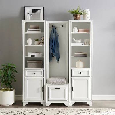 3pc Tara Entryway Set - Hall Tree And 2 Linen Cabinets Distressed White - Crosley 6 3pc Tara Entryway Set - Hall Tree And 2 Linen Cabinets Distressed White - Crosley - Image 4