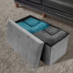 Sorbus Collapsible Bench Ottoman With Cover - Faux Suede