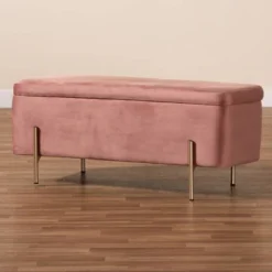 Rockwell Blush Velvet Metal Storage Bench Pink/Gold - Baxton Studio -Homcom Crosley Shop GUEST 56c77508 c132 465f ae94 08720ed96112