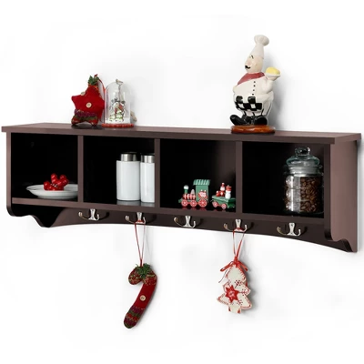 Costway Hanging Entryway Shelf Coat Rack Wall Mounted Storage Cabinets 14 Costway Hanging Entryway Shelf Coat Rack Wall Mounted Storage Cabinets - Image 12
