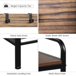 Costway Industrial Coat Rack Shoe Bench Hall Tree Entryway Storage Shelf With 9 Hooks -Homcom Crosley Shop GUEST 57f8602a 6dda 4fbb ab83 a8b3ba11168d