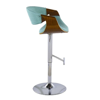Set Of 2 Curvo Upholstered Barstools Teal/Walnut - Lumisource 4 Set Of 2 Curvo Upholstered Barstools Teal/Walnut - Lumisource - Image 2