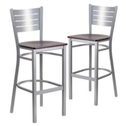 Emma And Oliver 2 Pack Silver Slat Back Metal Restaurant Barstool -Homcom Crosley Shop GUEST 588408cb d2d1 4ced 95c8 91b18897ddcc
