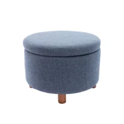 Large Round Storage Ottoman With Lift Off Lid - WOVENBYRD -Homcom Crosley Shop GUEST 589fa44d f132 4cbf 8cd0 b26f4fb2f353