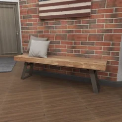 Natural Solid Wood Bench Light Brown - Olivia & May -Homcom Crosley Shop GUEST 58d1fc9d 0243 41c8 8192 de4e377f65b6