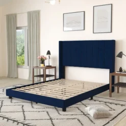 Merrick Lane Modern Upholstered Platform Bed Frame With Padded, Tufted Wingback Headboard And Wood Support Slats, No Box Spring Required -Homcom Crosley Shop GUEST 5944d149 5cc5 413e 82cf 54c02d81999d