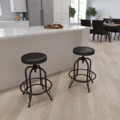 Merrick Lane Barstool Contemporary Black Faux Leather Backless Stool With Swivel Seat Height Adjustment And Footrest -Homcom Crosley Shop GUEST 5997e82e 86ce 476d 8fd0 d3d12ef79ee6