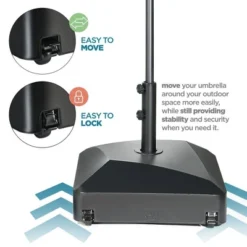 Maple99 Umbrella Base – Fillable, Heavy-Duty & Mobile Patio Umbrella Stand For Deck, Poolside, Garden - 123 Lbs Capacity, Black -Homcom Crosley Shop GUEST 5a584a19 ec95 4633 8c48 cdcd942ca935