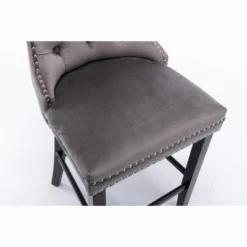 Set Of 2 Velvet Upholstered Barstools With Button Tufted Decoration, Chrome Nailhead Trim And Wooden Legs-ModernLuxe -Homcom Crosley Shop GUEST 5a76b0ea 91ba 45a2 873c 9aad38ade4f9