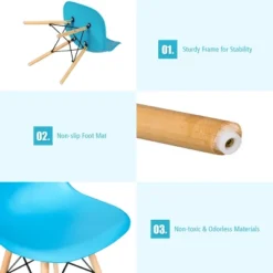 Costway Set Of 2 Mid Century Modern DSW Dining Side Chair Wood Legs Blue -Homcom Crosley Shop GUEST 5ac7d3e6 a2b3 47bd aff4 92c4ad955cc6