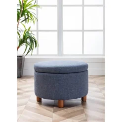 Large Round Storage Ottoman With Lift Off Lid - WOVENBYRD -Homcom Crosley Shop GUEST 5ad544ea 5d86 4c77 907a a4d0edf682cc