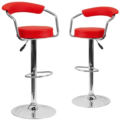 Emma And Oliver 2 Pack Contemporary Vinyl Adjustable Height Barstool With Arms And Chrome Base 8 Emma And Oliver 2 Pack Contemporary Vinyl Adjustable Height Barstool With Arms And Chrome Base - Image 6