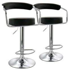 Elama 2 Piece Faux Leather Retro Adjustable Bar Stool With Chrome Handles And Base -Homcom Crosley Shop GUEST 5c2d6192 3c54 4860 99ab f95c5c339fca