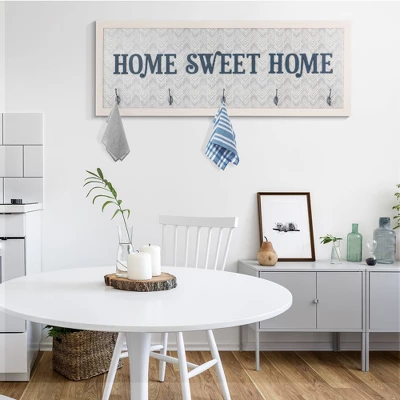 5 Hook Home Sweet Home Framed Coat Rack White - American Art Decor 3 5 Hook Home Sweet Home Framed Coat Rack White - American Art Decor