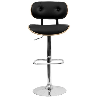 Emma And Oliver Bentwood Adjustable Height Barstool With Button Tufted Upholstery 10 Emma And Oliver Bentwood Adjustable Height Barstool With Button Tufted Upholstery - Image 8