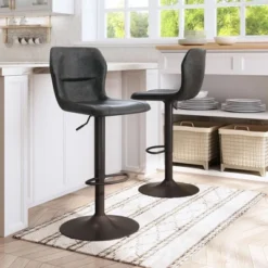 Nanterre Upholstered Bar Chair Vintage Black - ZM Home -Homcom Crosley Shop GUEST 5cec3677 1457 4645 b6f6 9e1ea3220e52