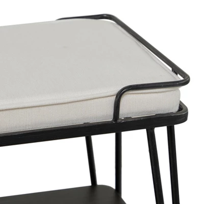 Industrial Upholstered Metal Bench Black - Olivia & May 5 Industrial Upholstered Metal Bench Black - Olivia & May - Image 3