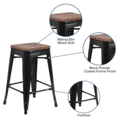 Emma And Oliver 24"H Backless Black Metal Counter Height Stool With Wood Seat 14 Emma And Oliver 24"H Backless Black Metal Counter Height Stool With Wood Seat -Homcom Crosley Shop GUEST 5d3332d1 7156 4574 9e5e ffe71308baae