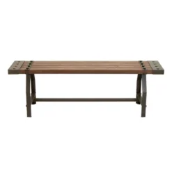 Industrial Metal And Brown Wood Bench Brown - Olivia & May -Homcom Crosley Shop GUEST 5d4b5ed9 c63f 458a 903a 9ba6f69f4010